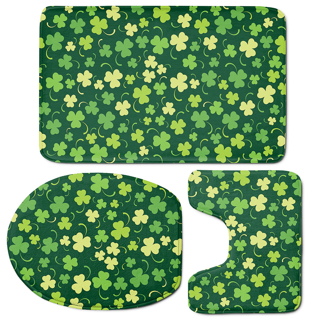 Green Clover Saint Patrick's Day Print 3 Piece Bath Mat Set