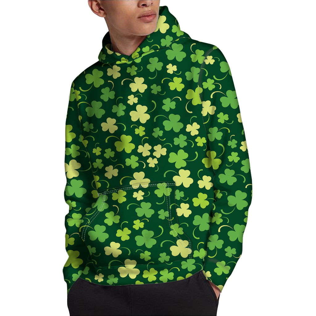 Green Clover Saint Patrick's Day Print Pullover Hoodie