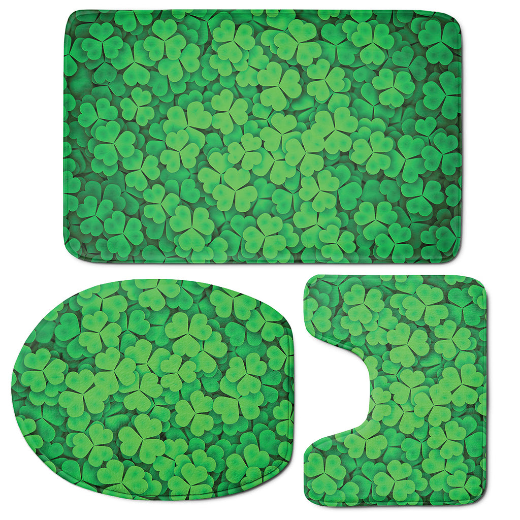Green Clover St. Patrick's Day Print 3 Piece Bath Mat Set