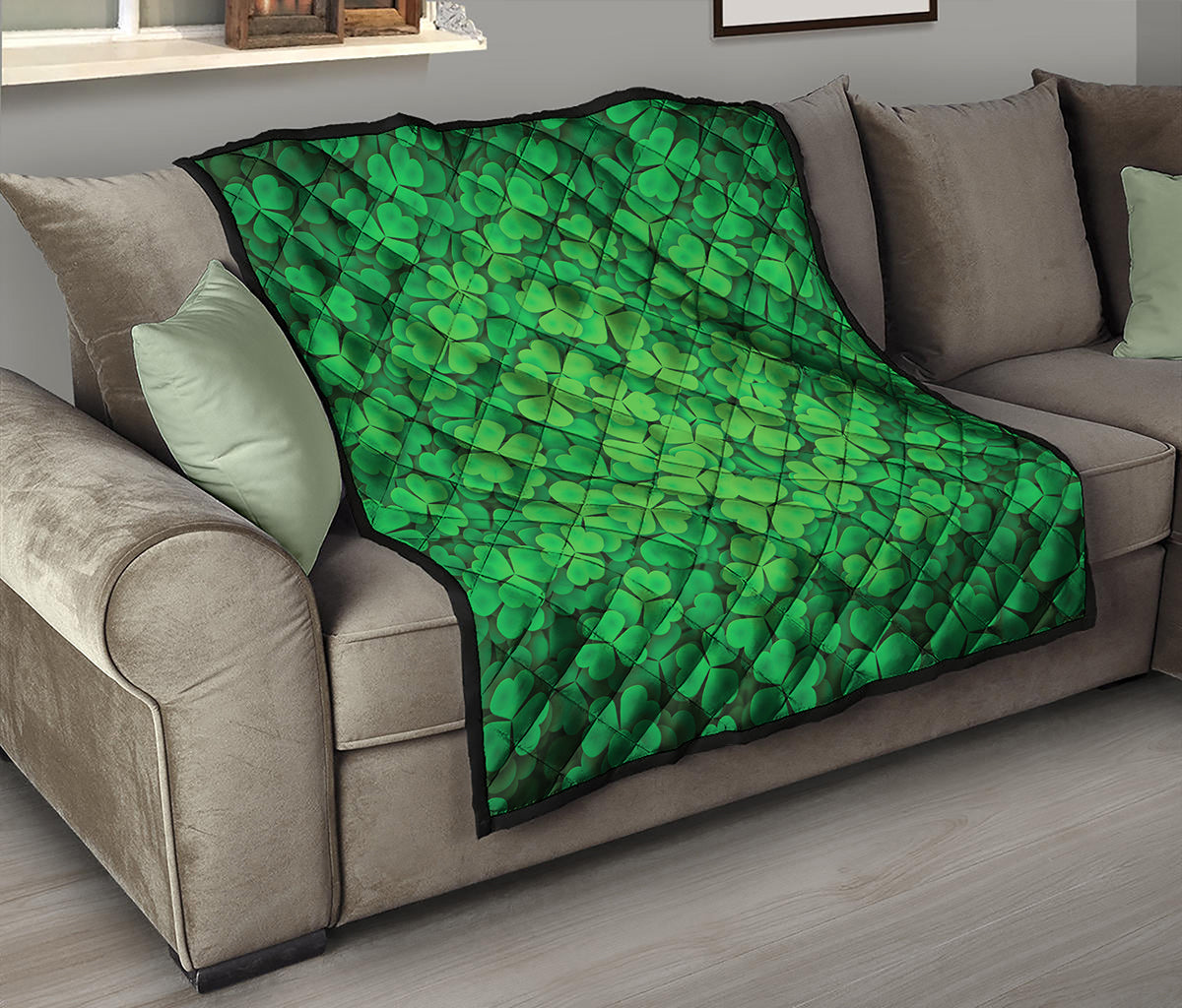 Green Clover St. Patrick's Day Print Quilt