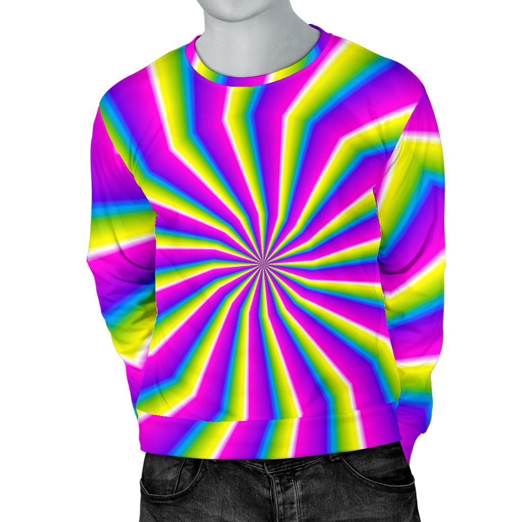 Green Dizzy Moving Optical Illusion Men's Crewneck Sweatshirt GearFrost