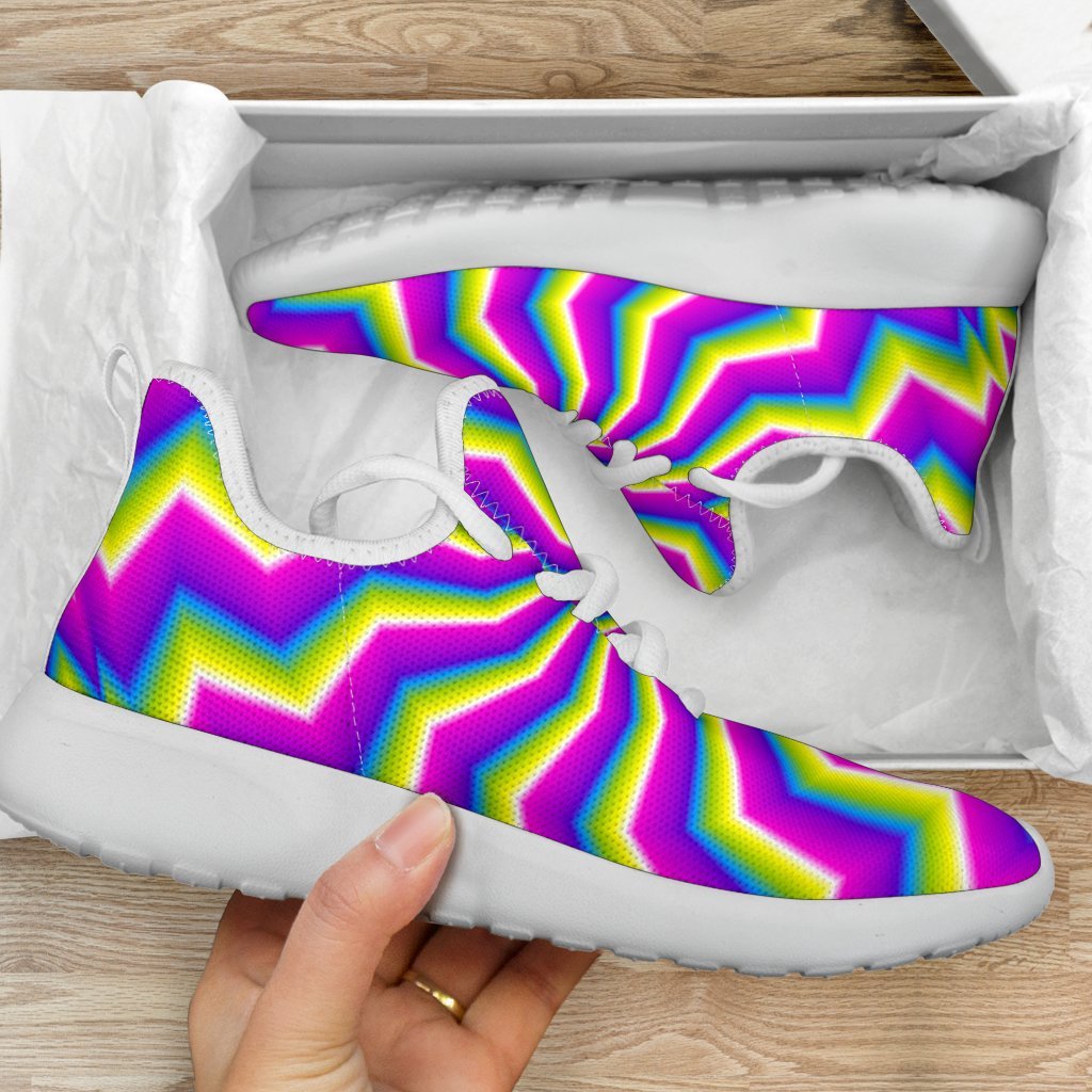 Green Dizzy Moving Optical Illusion Mesh Knit Shoes GearFrost