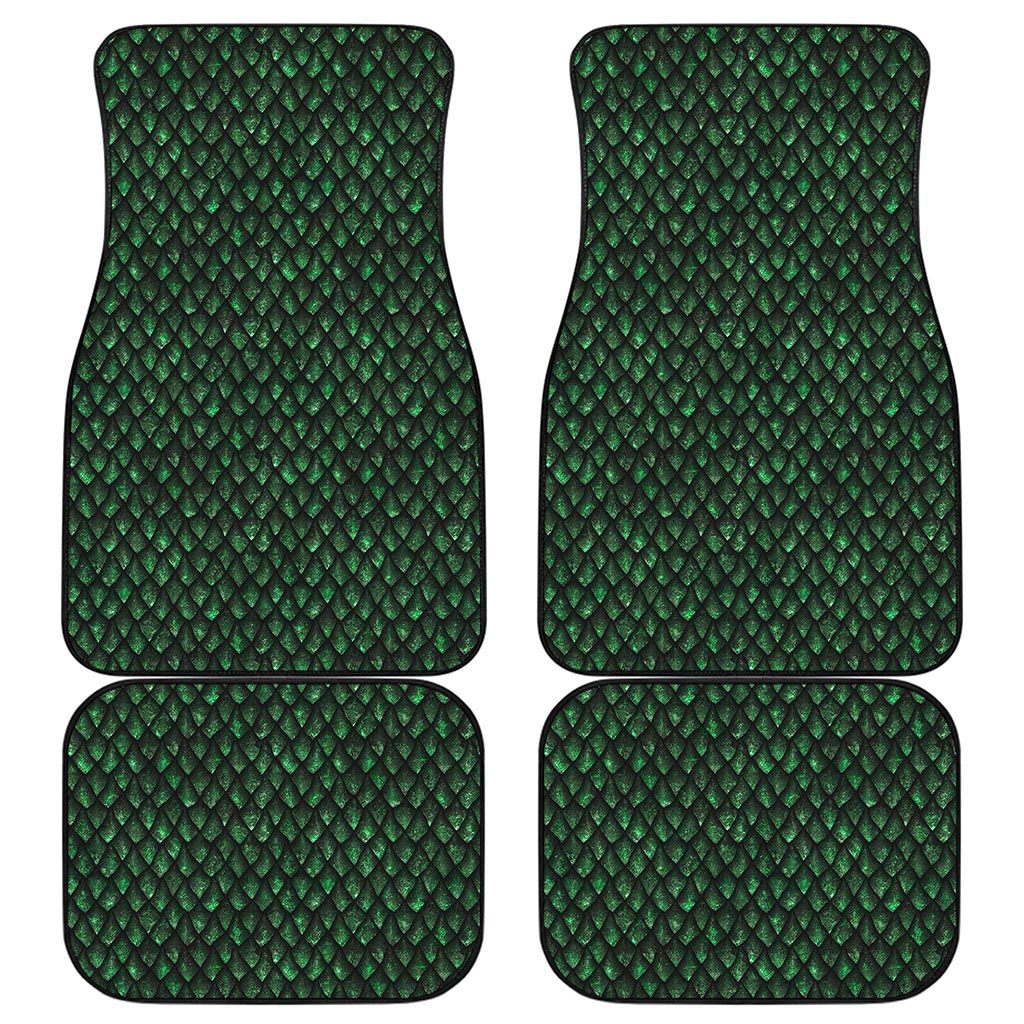 Green Dragon Scales Pattern Print Front and Back Car Floor Mats
