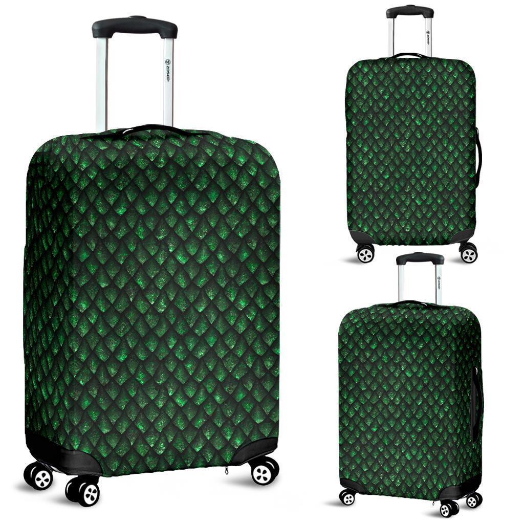 Green Dragon Scales Pattern Print Luggage Cover GearFrost