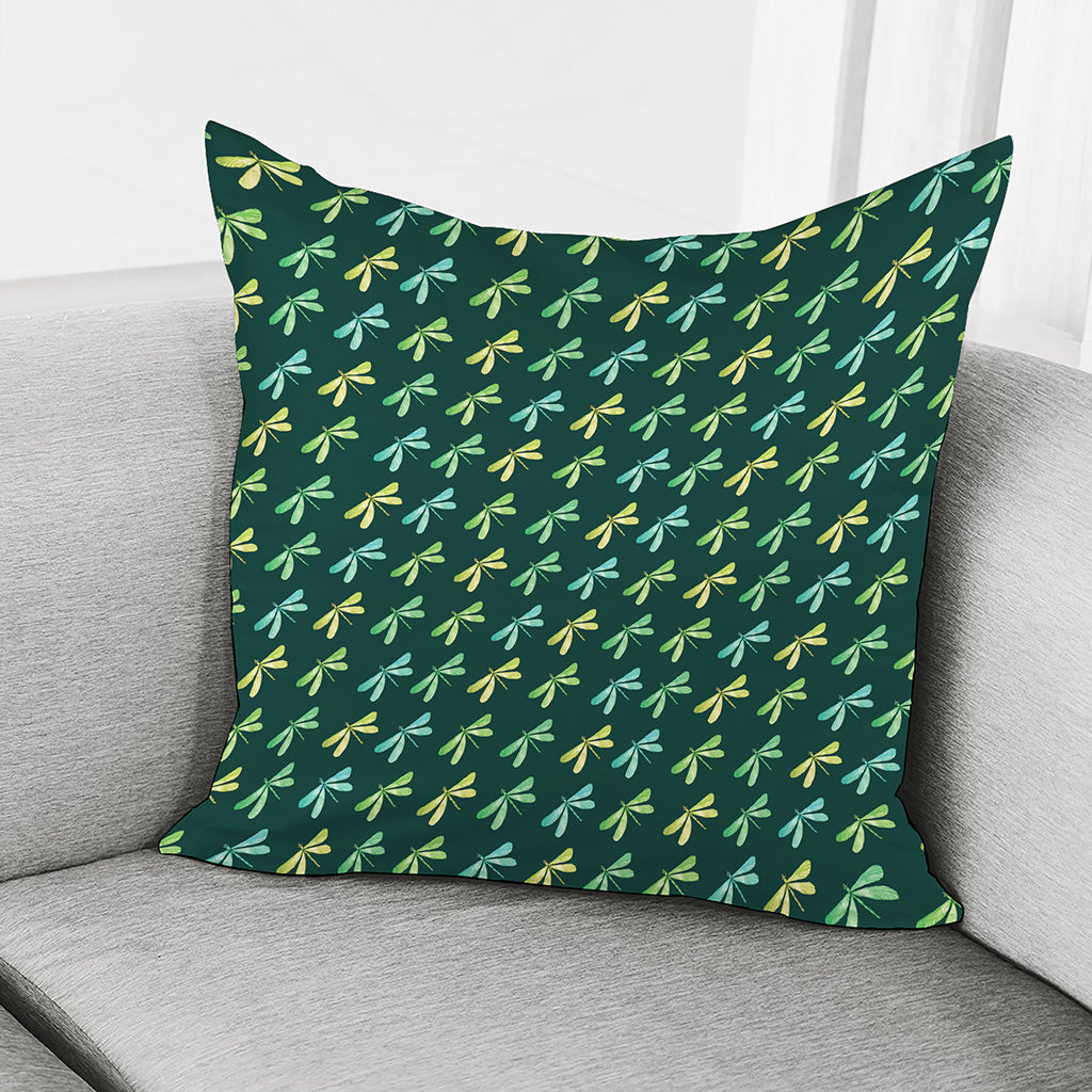 Green Dragonfly Pattern Print Pillow Cover