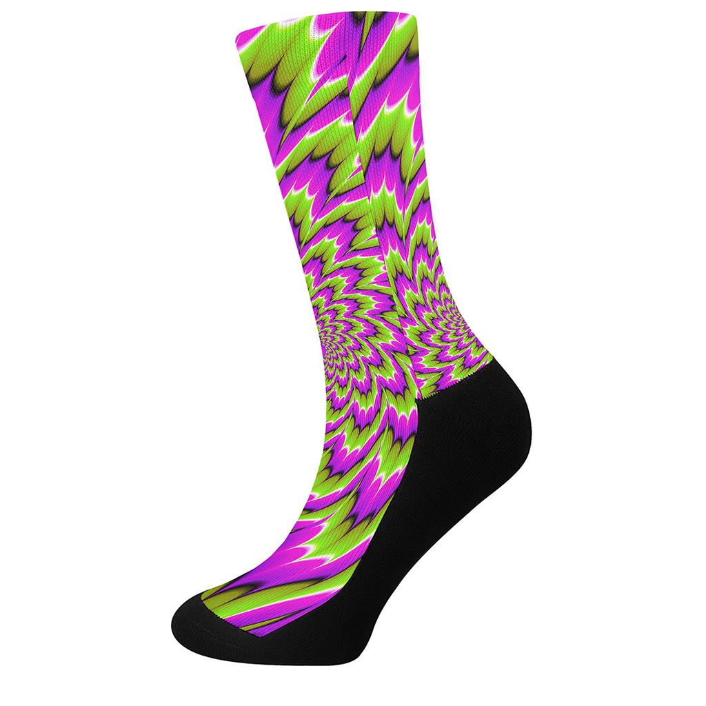 Green Explosion Moving Optical Illusion Crew Socks