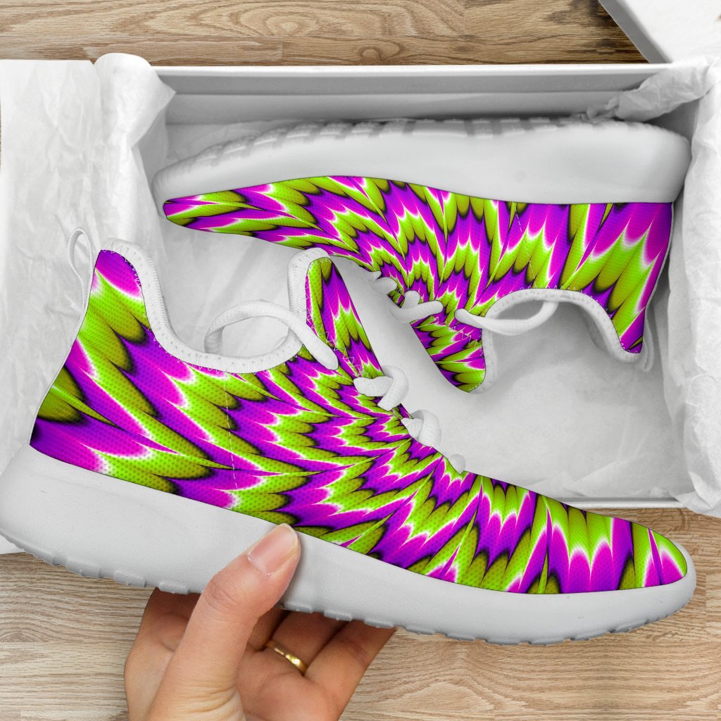 Green Explosion Moving Optical Illusion Mesh Knit Shoes GearFrost
