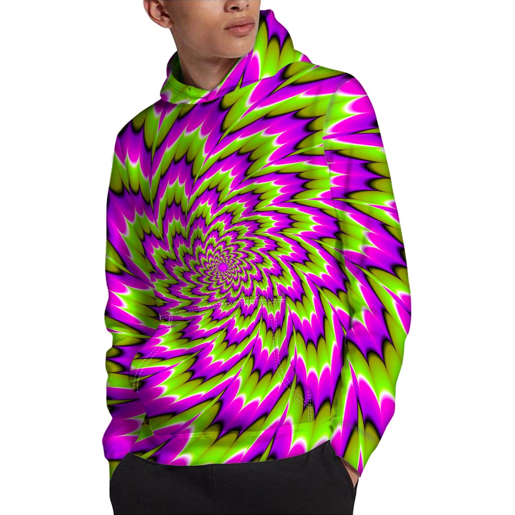 Green Explosion Moving Optical Illusion Pullover Hoodie