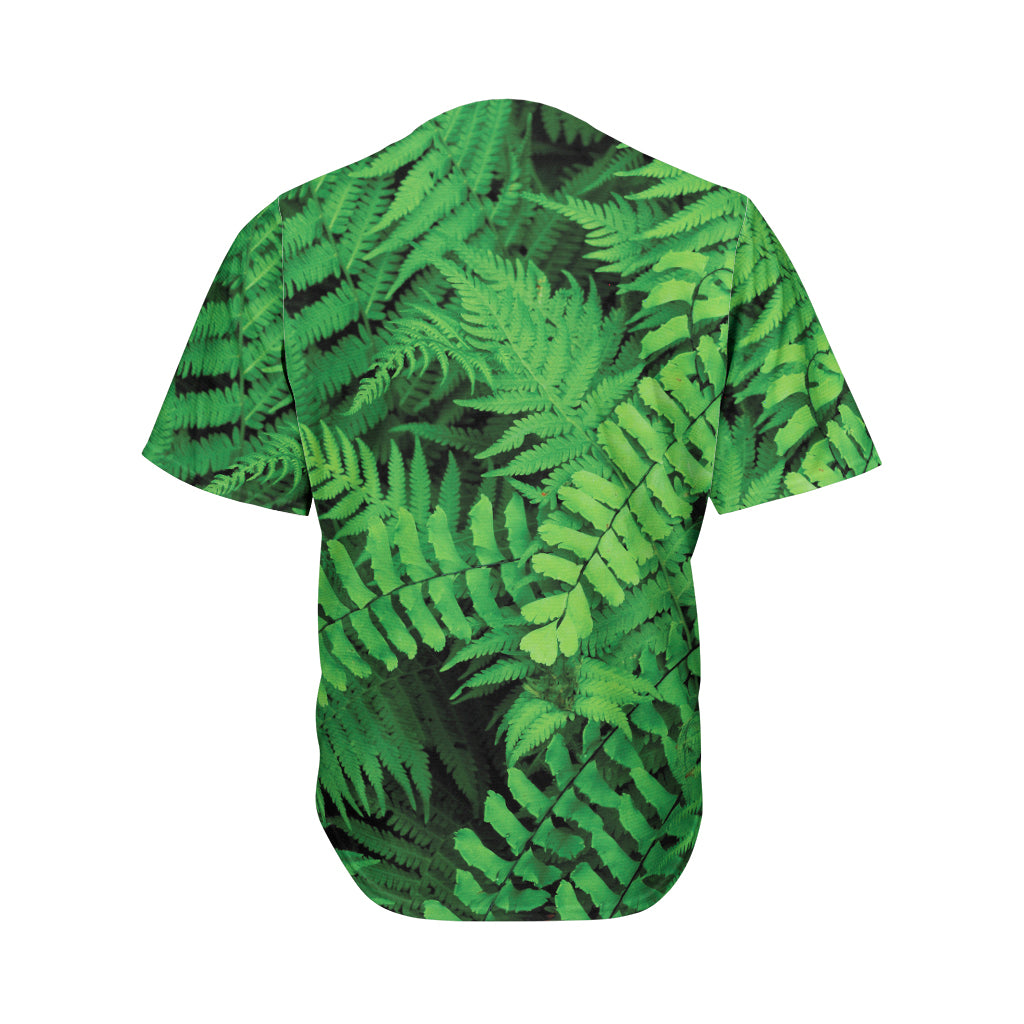 Green Fern Leaf Print Men's Baseball Jersey