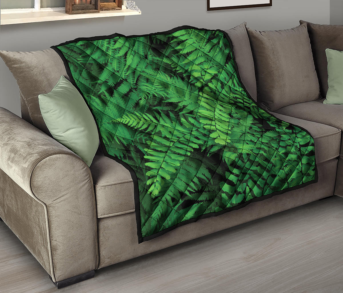 Green Fern Leaf Print Quilt