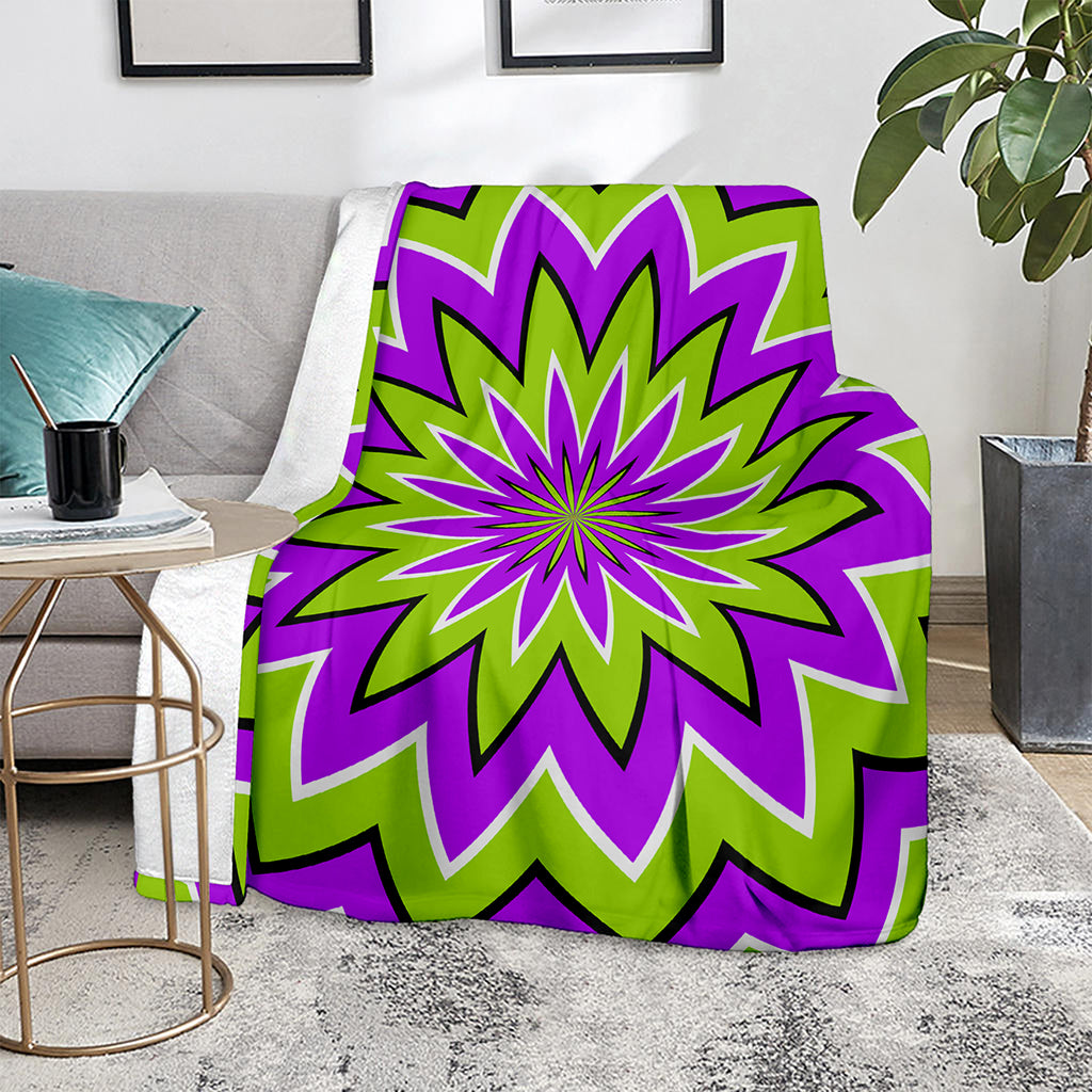 Green Flower Moving Optical Illusion Blanket