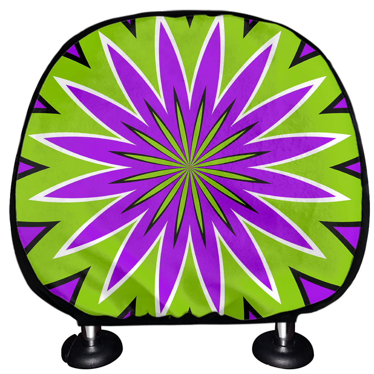 Green Flower Moving Optical Illusion Car Headrest Covers