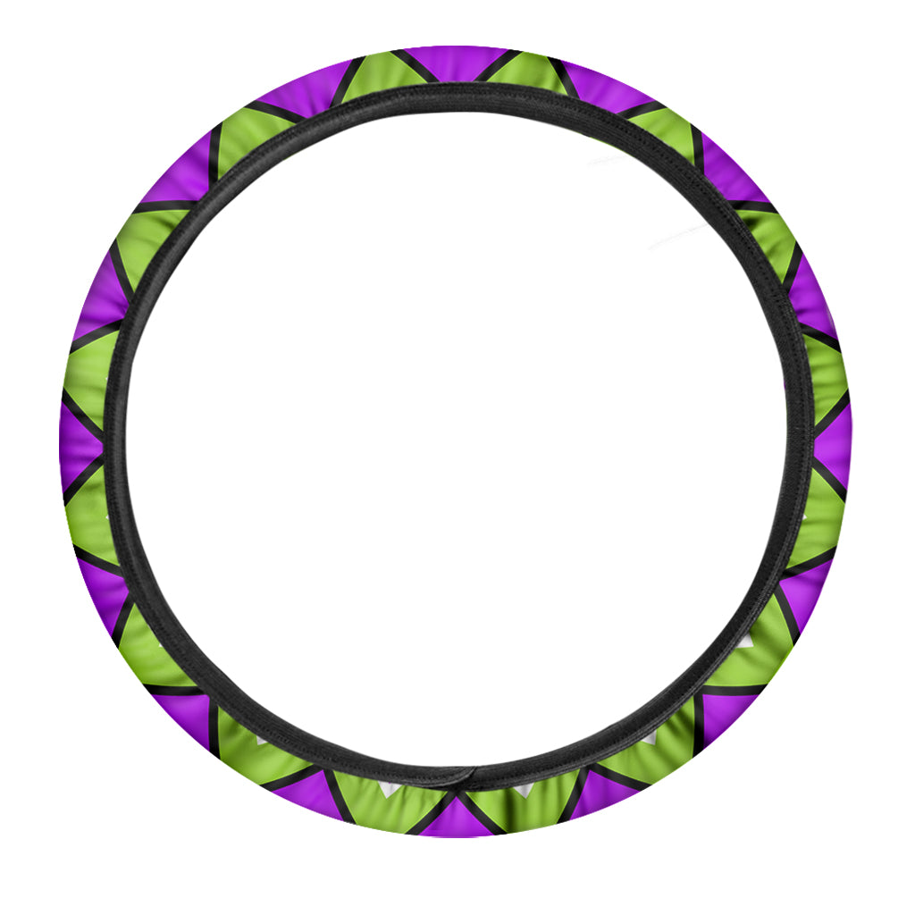 Green Flower Moving Optical Illusion Car Steering Wheel Cover
