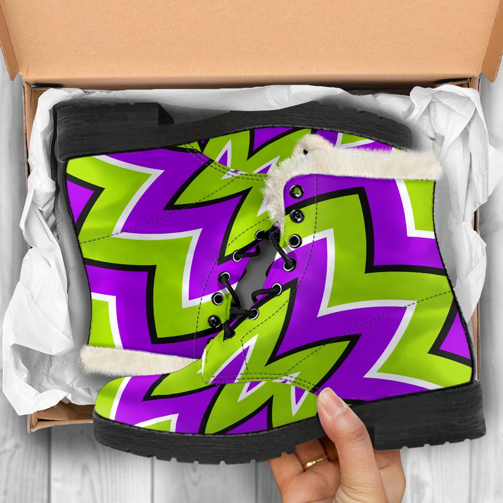 Green Flower Moving Optical Illusion Comfy Boots GearFrost