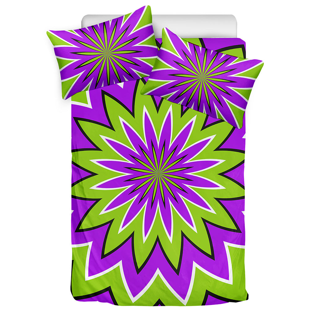 Green Flower Moving Optical Illusion Duvet Cover Bedding Set