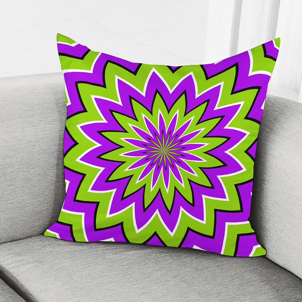 Green Flower Moving Optical Illusion Pillow Cover