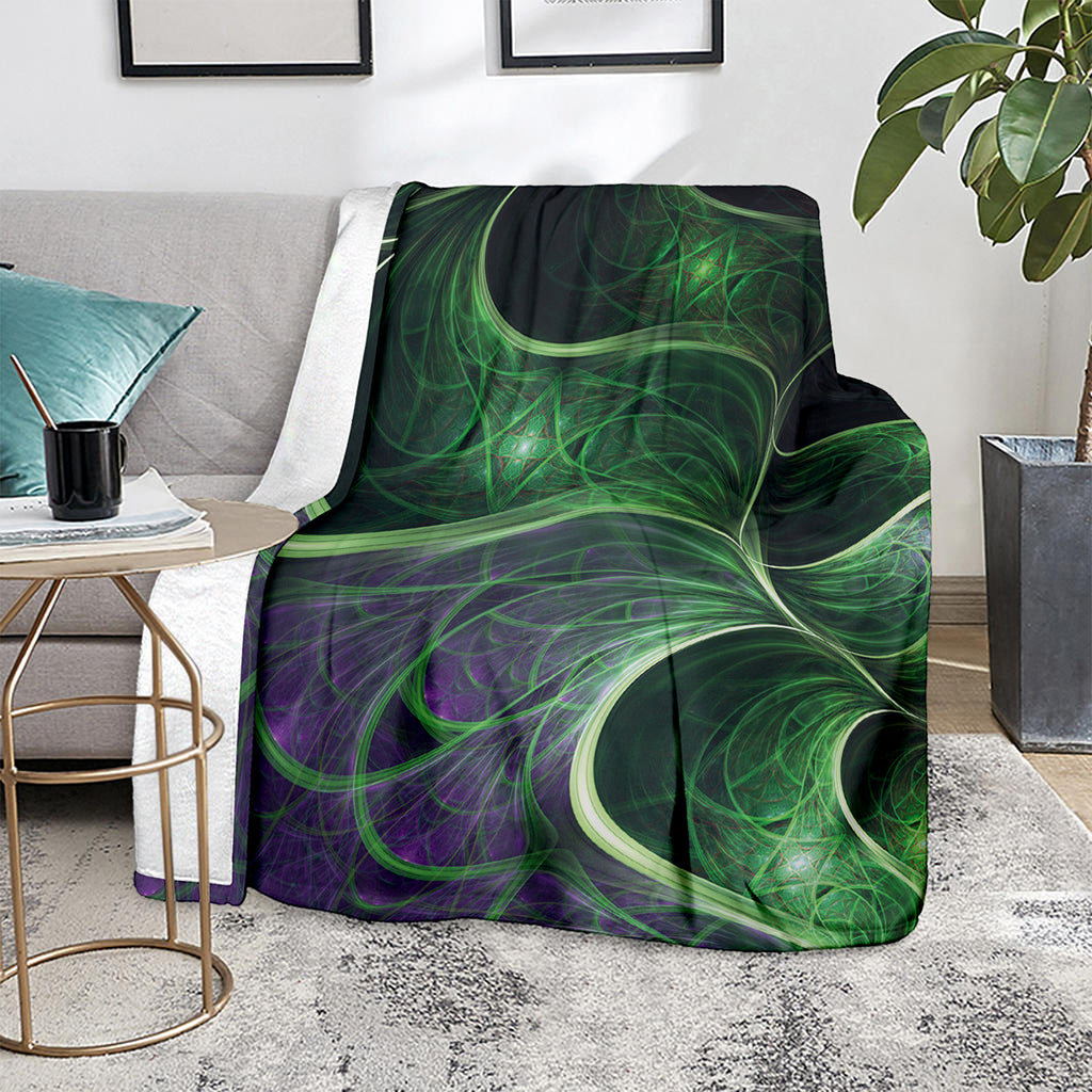 Green Fractal Print Blanket