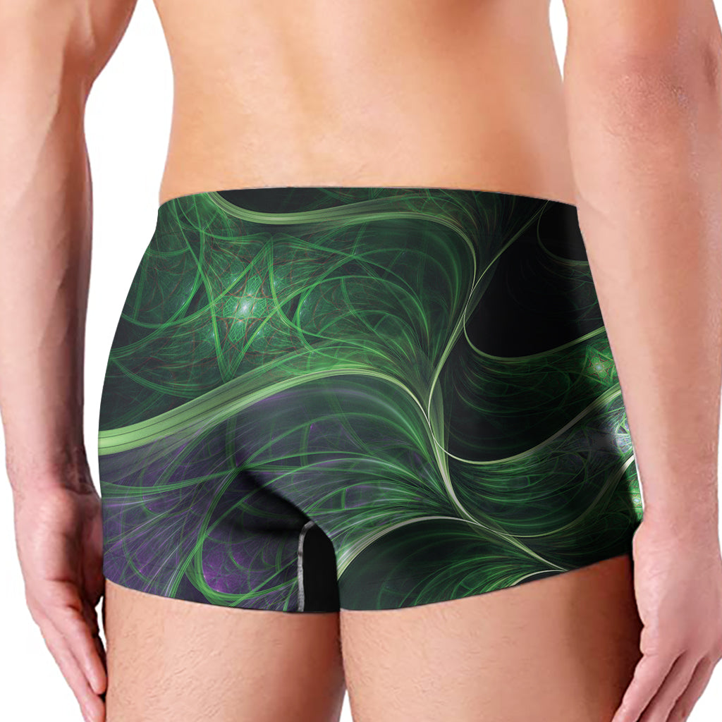 Green Fractal Print Men's Boxer Briefs