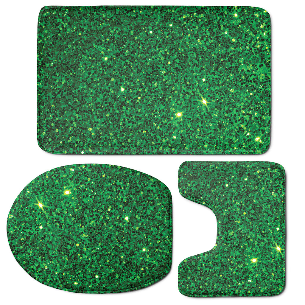 Green Glitter Artwork Print (NOT Real Glitter) 3 Piece Bath Mat Set