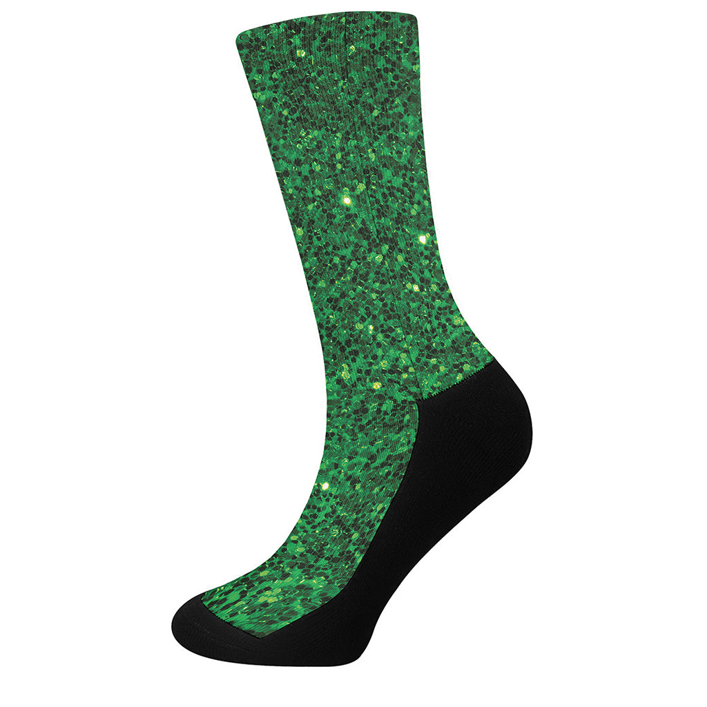 Green Glitter Artwork Print (NOT Real Glitter) Crew Socks