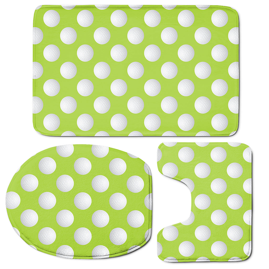 Green Golf Ball Pattern Print 3 Piece Bath Mat Set