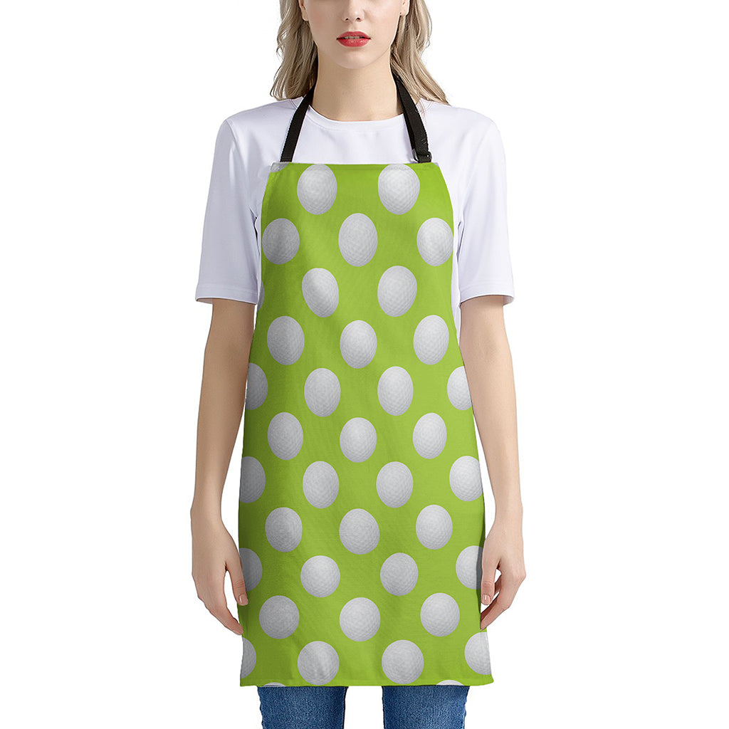 Green Golf Ball Pattern Print Apron