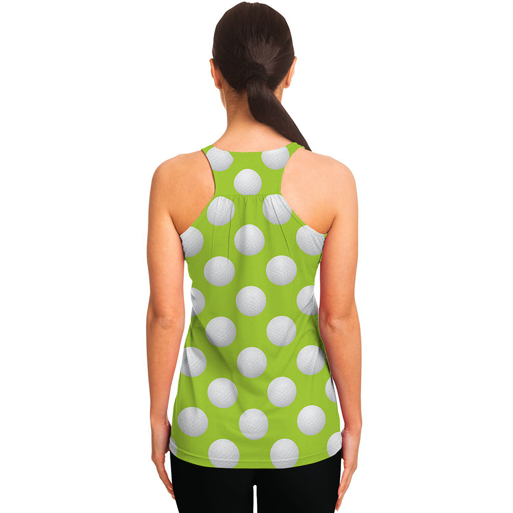 Green Golf Ball Pattern Print Women's Racerback Tank Top