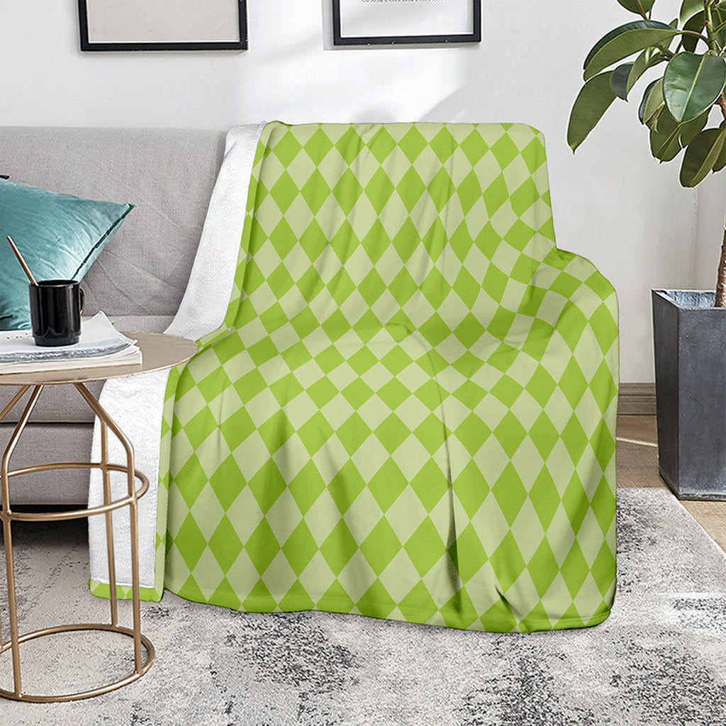 Green Harlequin Pattern Print Blanket