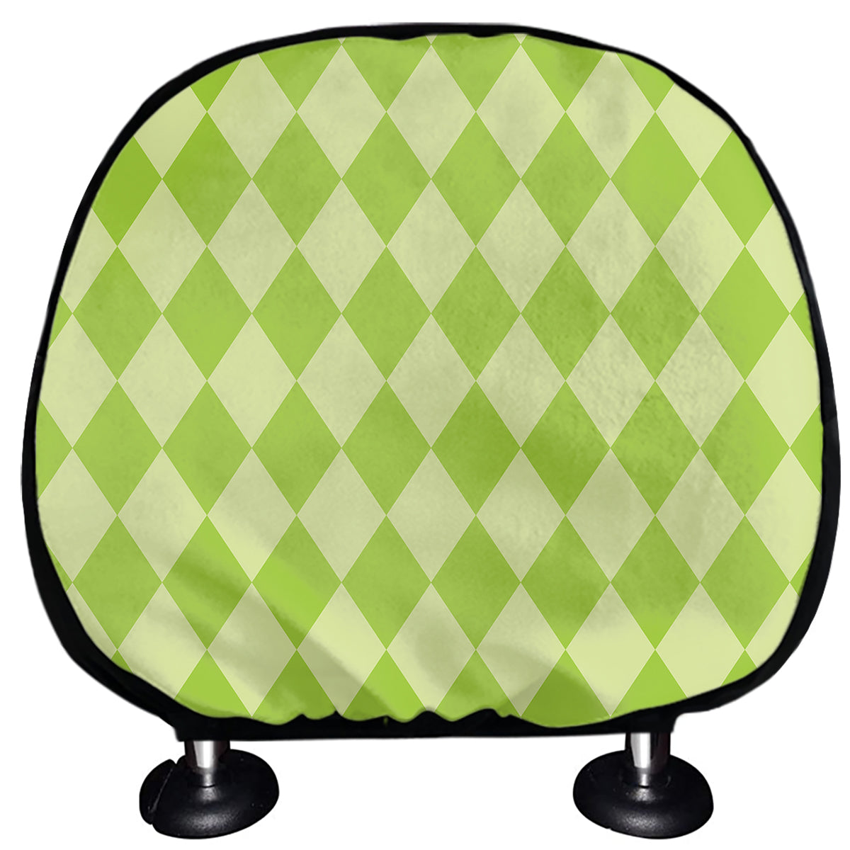 Green Harlequin Pattern Print Car Headrest Covers