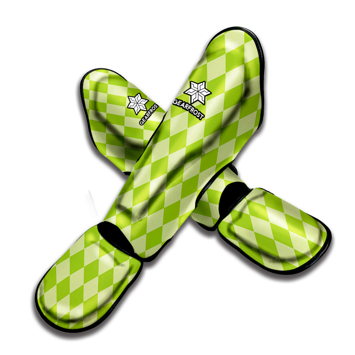 Green Harlequin Pattern Print Muay Thai Shin Guard