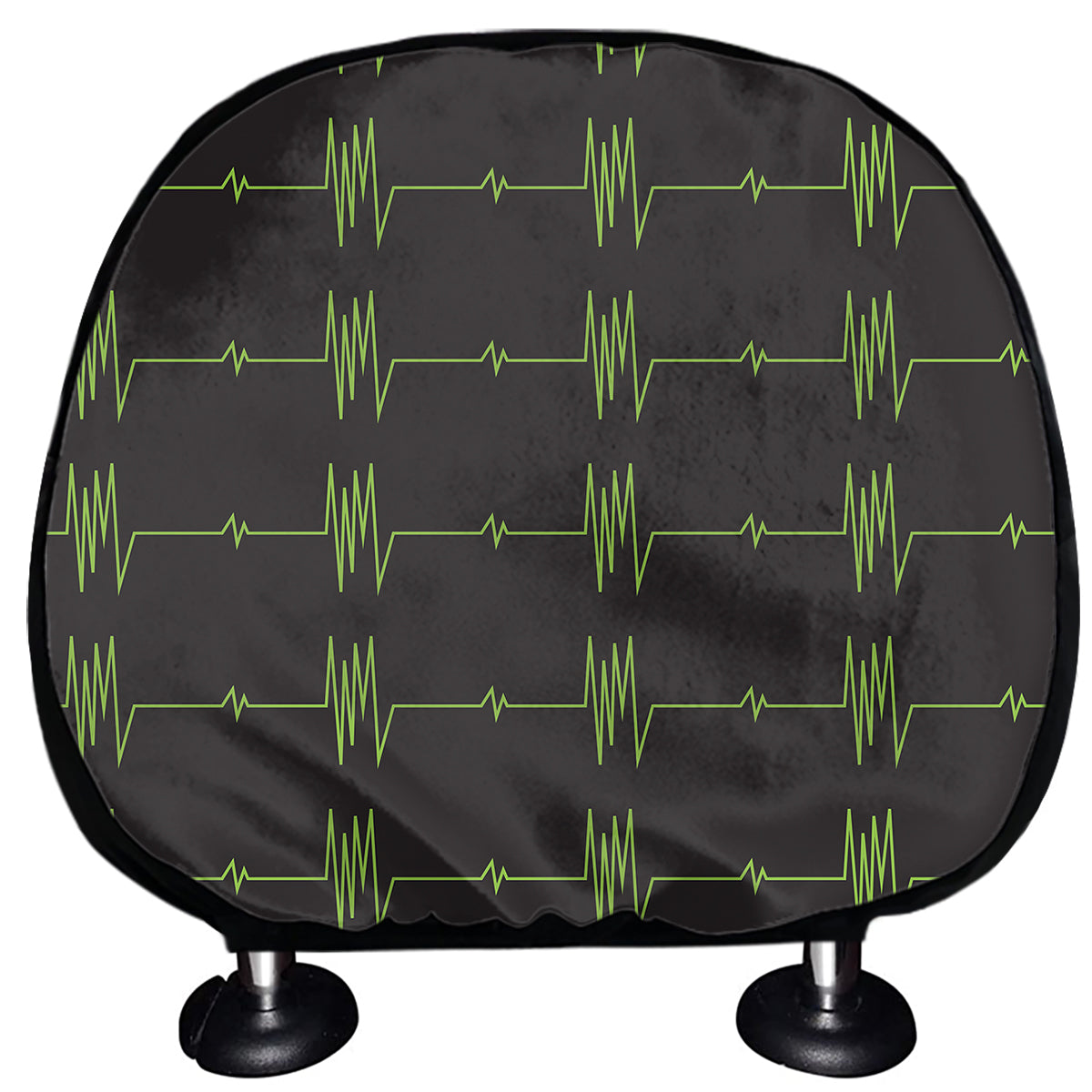 Green Heartbeat Pattern Print Car Headrest Covers