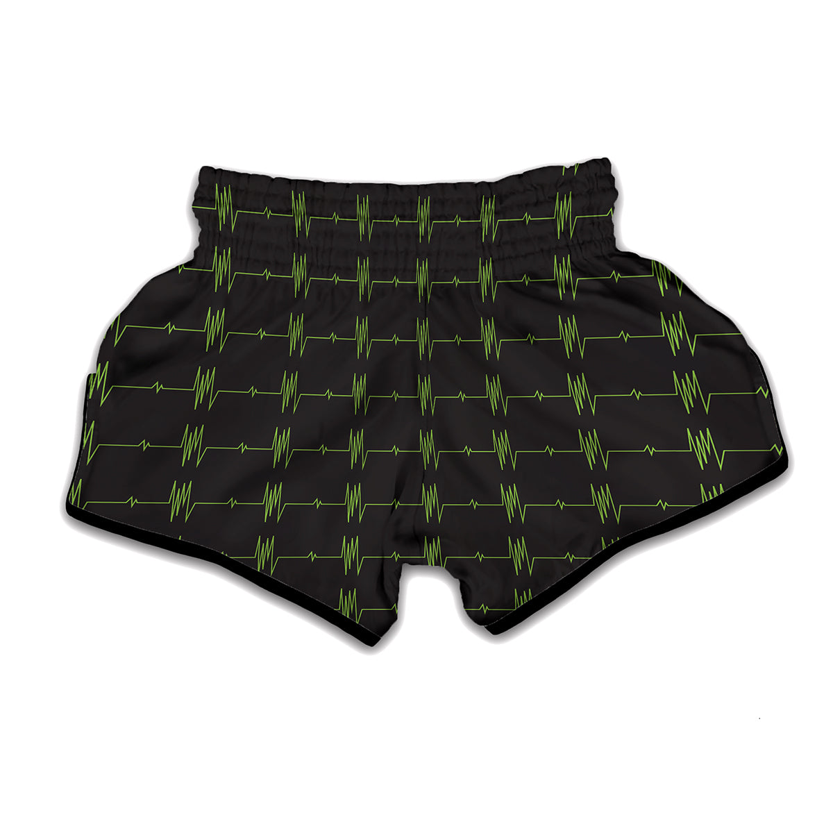 Green Heartbeat Pattern Print Muay Thai Boxing Shorts
