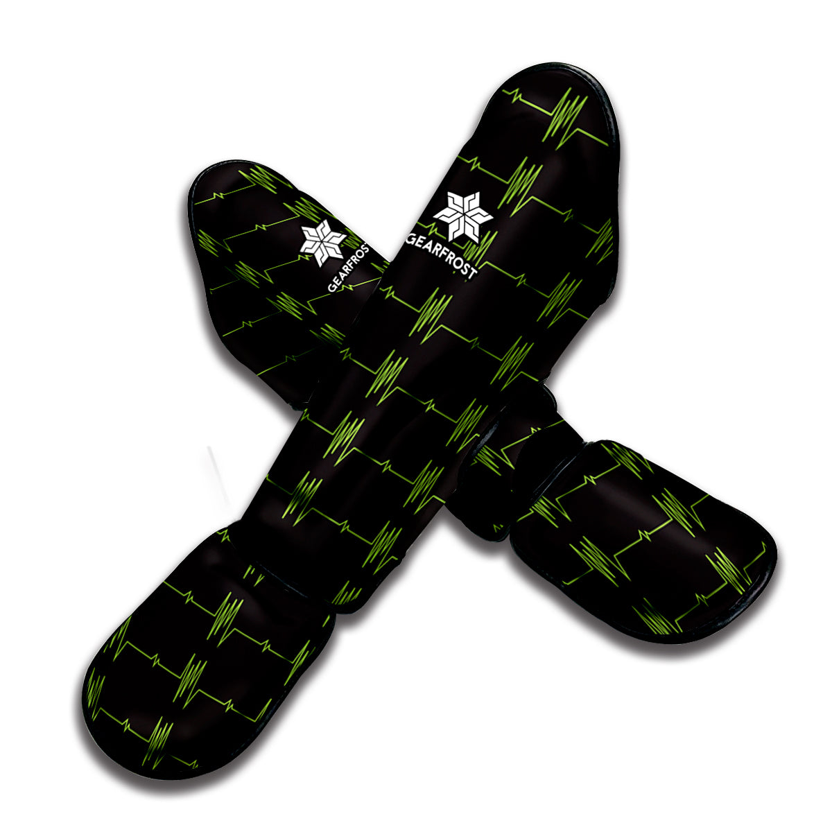 Green Heartbeat Pattern Print Muay Thai Shin Guard