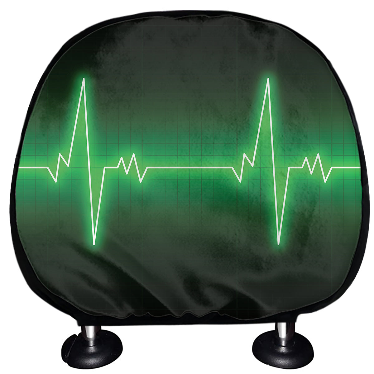 Green Heartbeat Print Car Headrest Covers