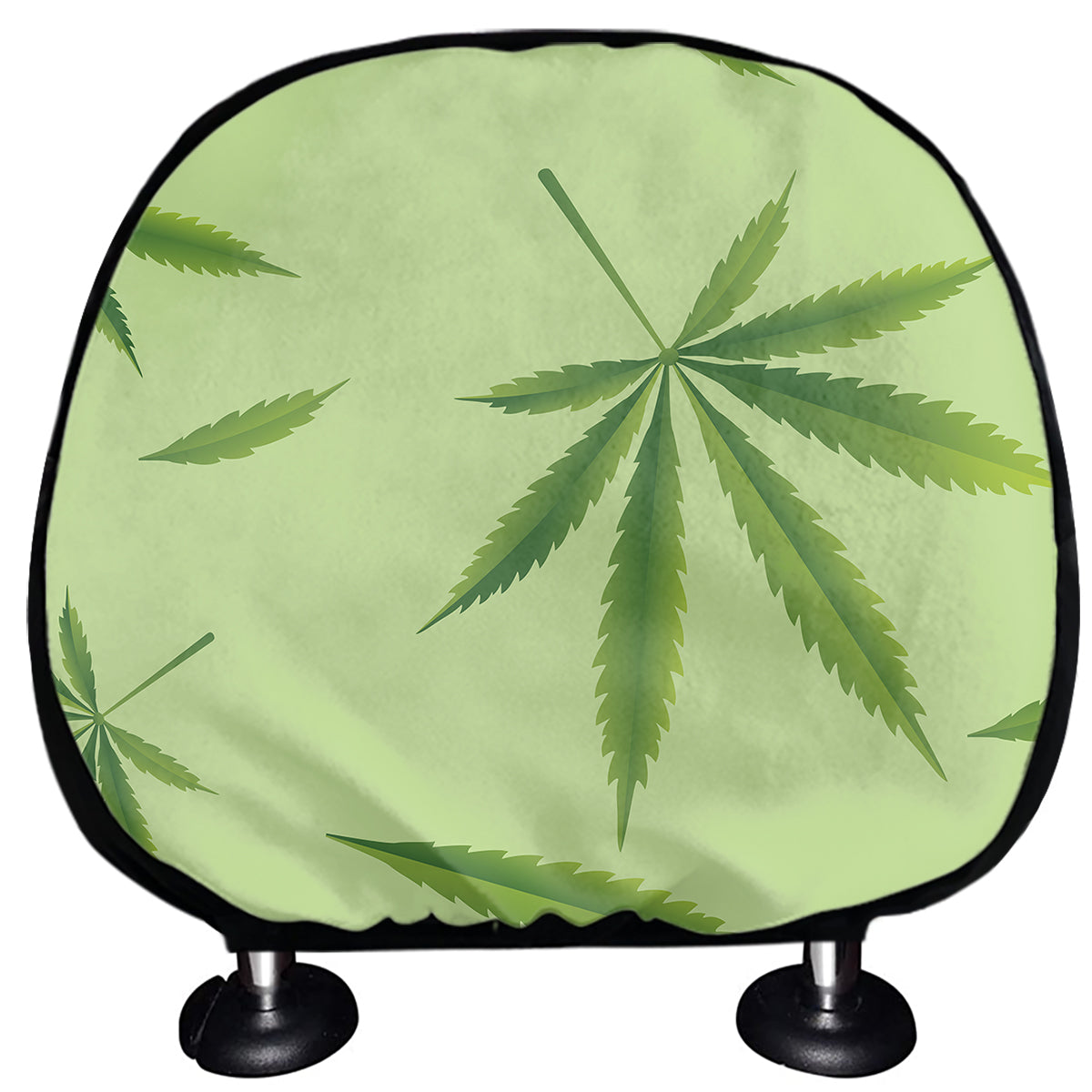 Green Hemp Leaves Pattern Print Car Headrest Covers