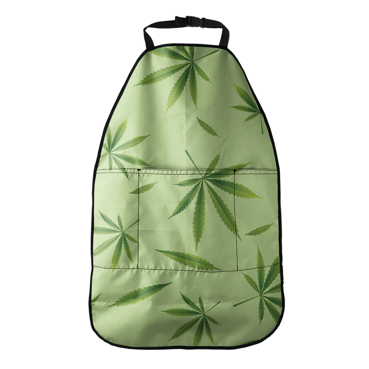 Green Hemp Leaves Pattern Print Car Seat Organizers