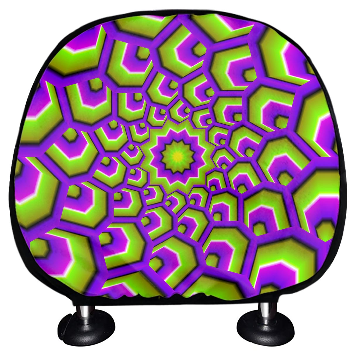 Green Hive Moving Optical Illusion Car Headrest Covers