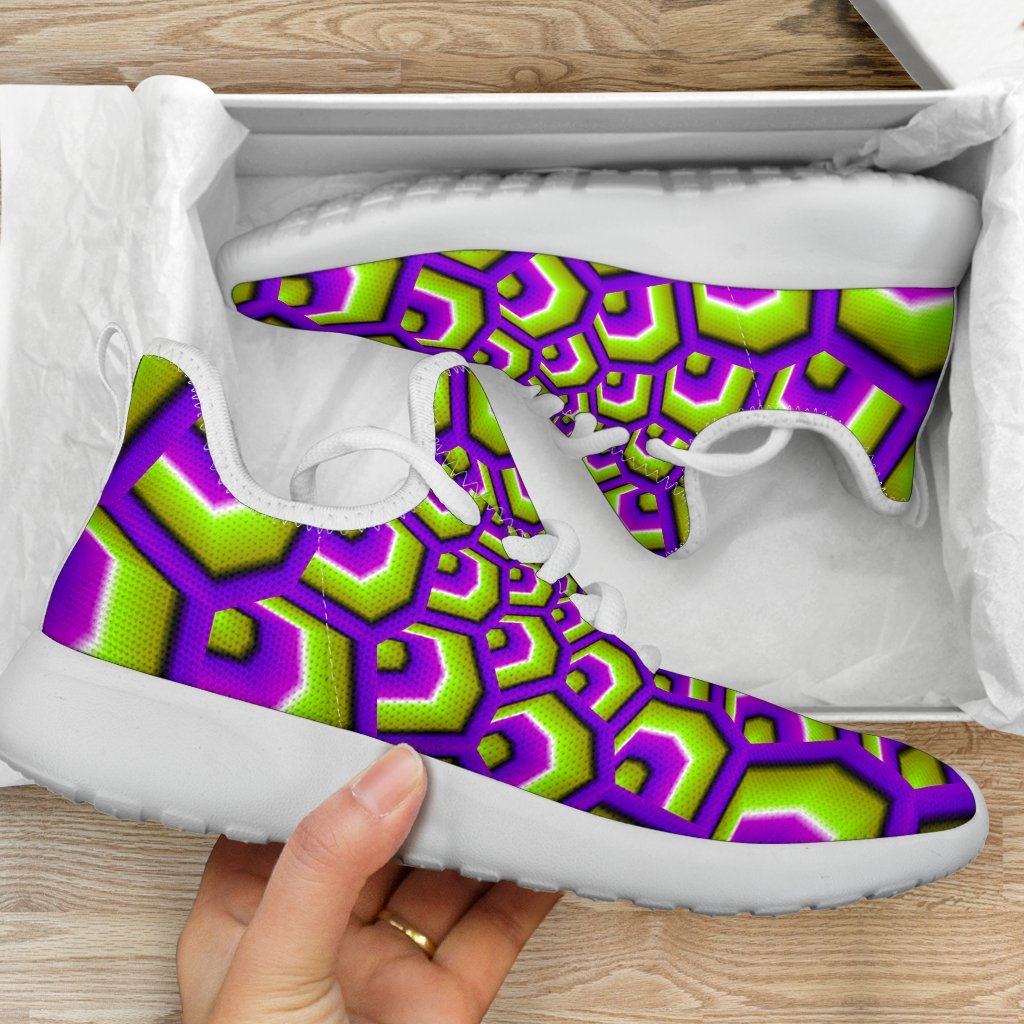 Green Hive Moving Optical Illusion Mesh Knit Shoes GearFrost