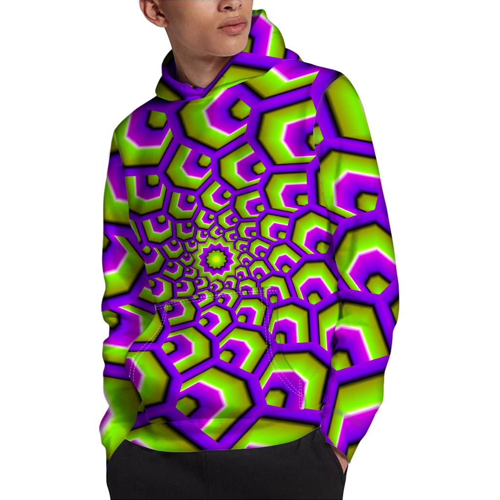 Green Hive Moving Optical Illusion Pullover Hoodie