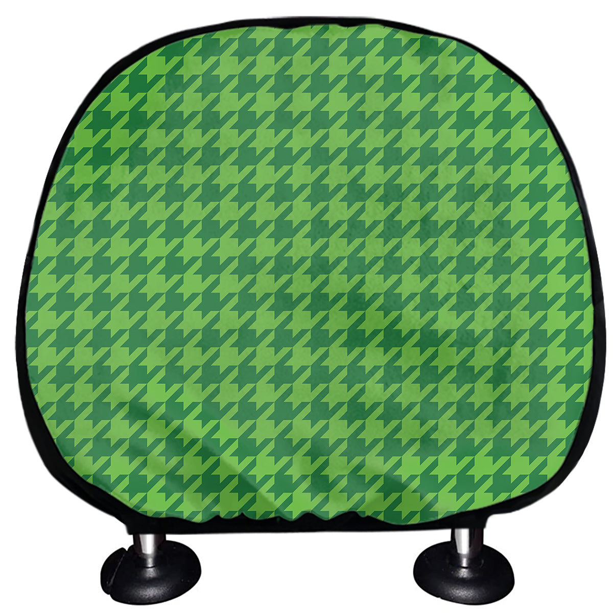 Green Houndstooth Pattern Print Car Headrest Covers