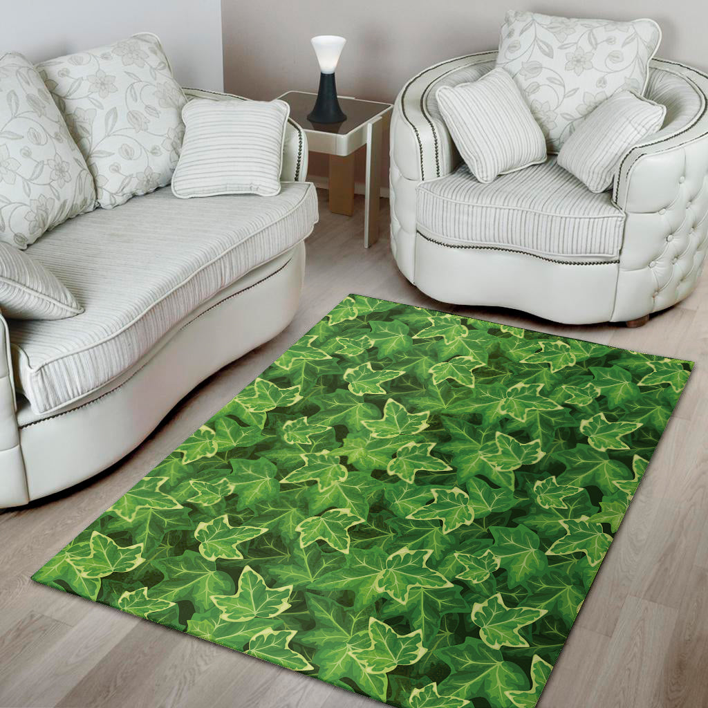 Green Ivy Leaf Pattern Print Area Rug