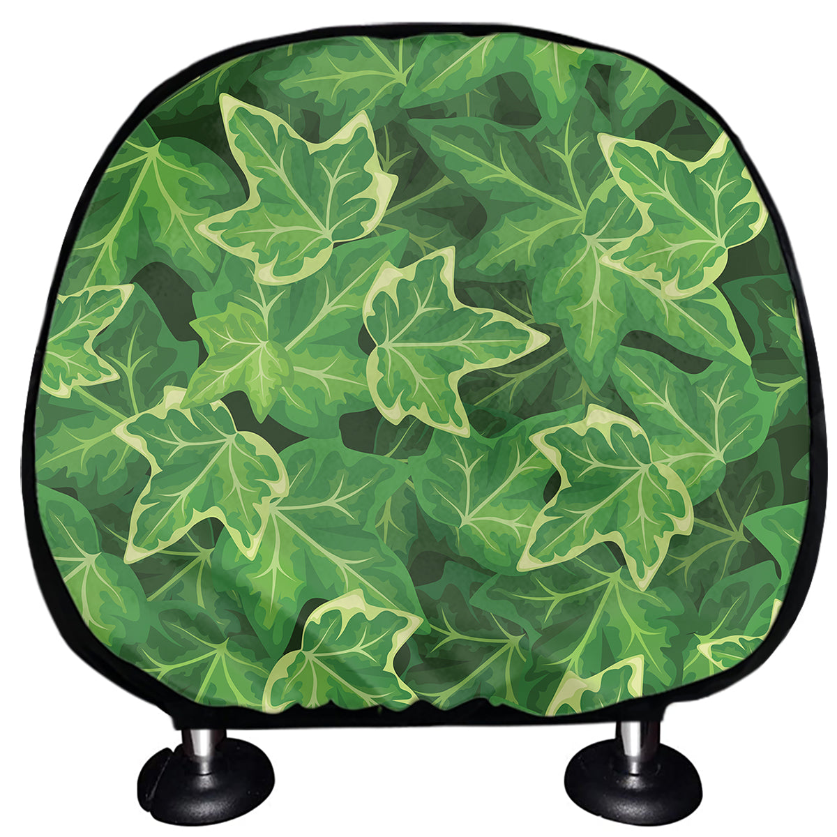 Green Ivy Leaf Pattern Print Car Headrest Covers