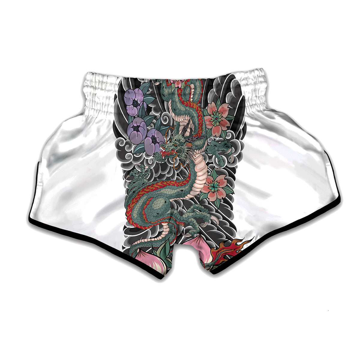Dragonfly Black Purple And Teal Print Pattern Muay Thai Boxing Shorts