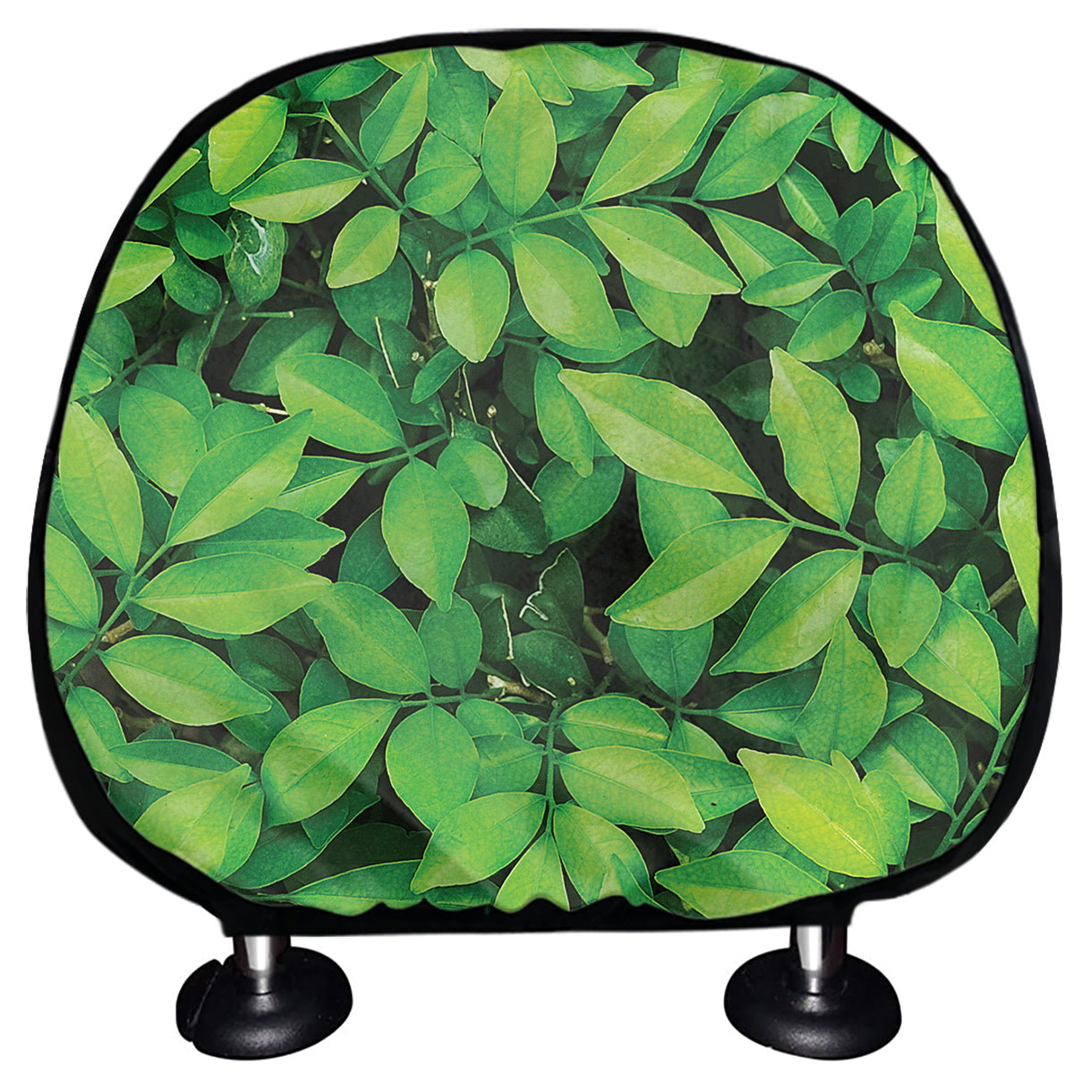 Green Leaf Print Car Headrest Covers