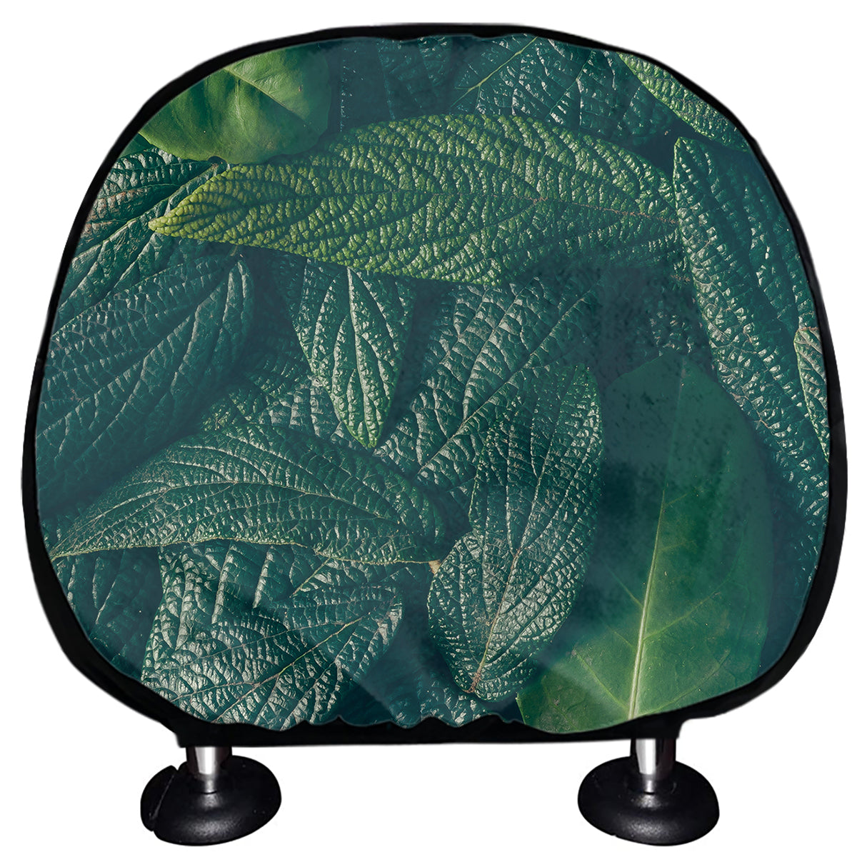 Green Leaves Print Car Headrest Covers