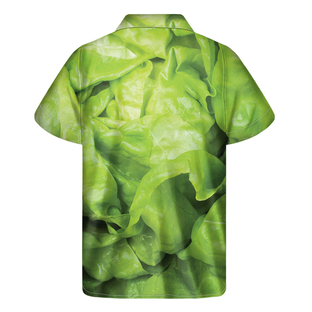 Green Lettuce Leaves Print Men's Short Sleeve Shirt