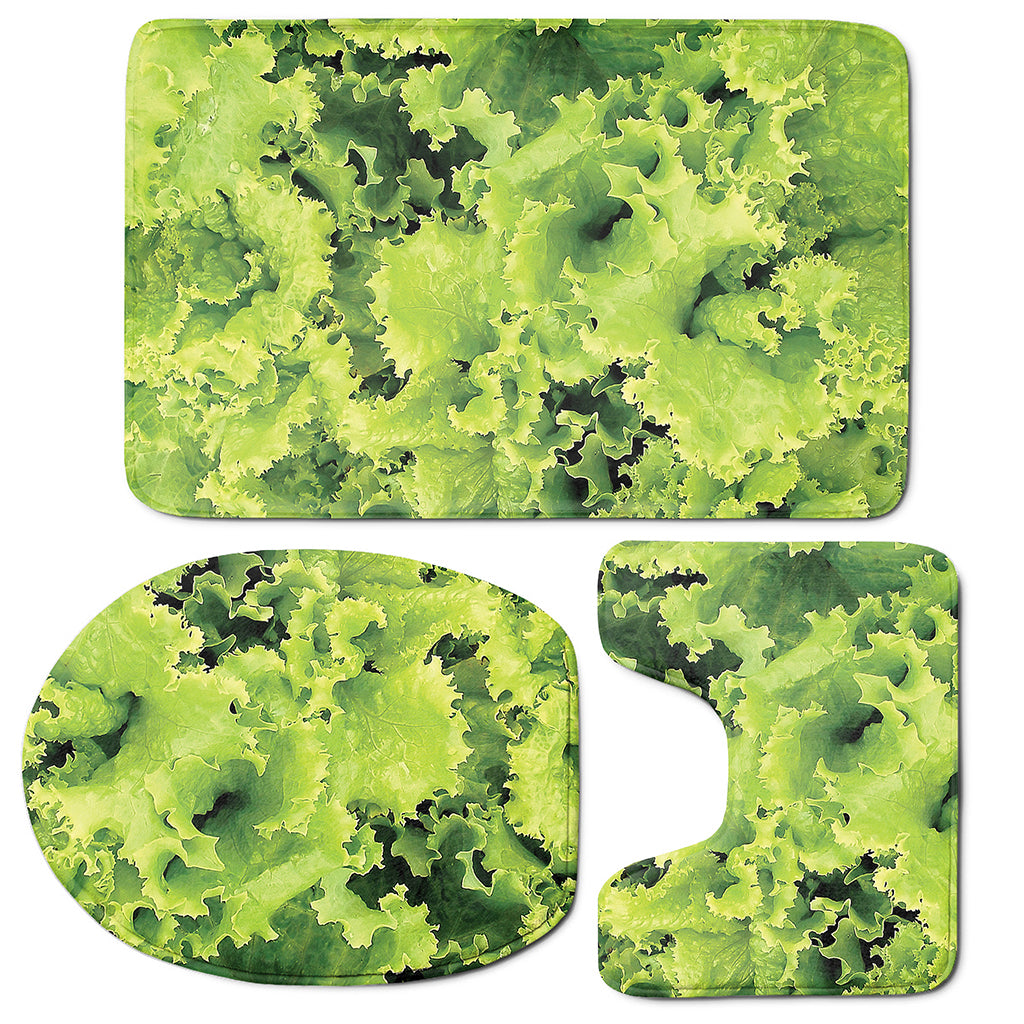 Green Lettuce Salad Print 3 Piece Bath Mat Set