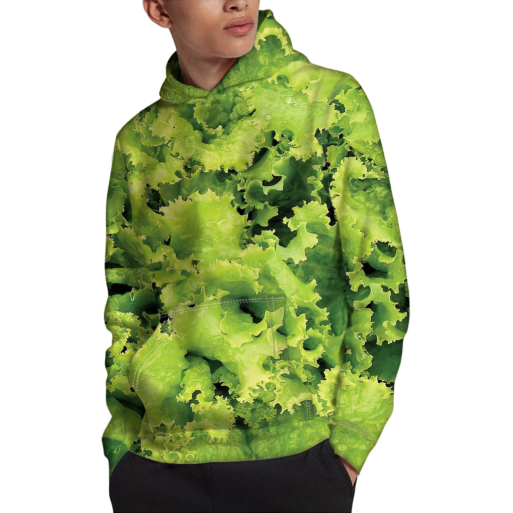 Green Lettuce Salad Print Pullover Hoodie