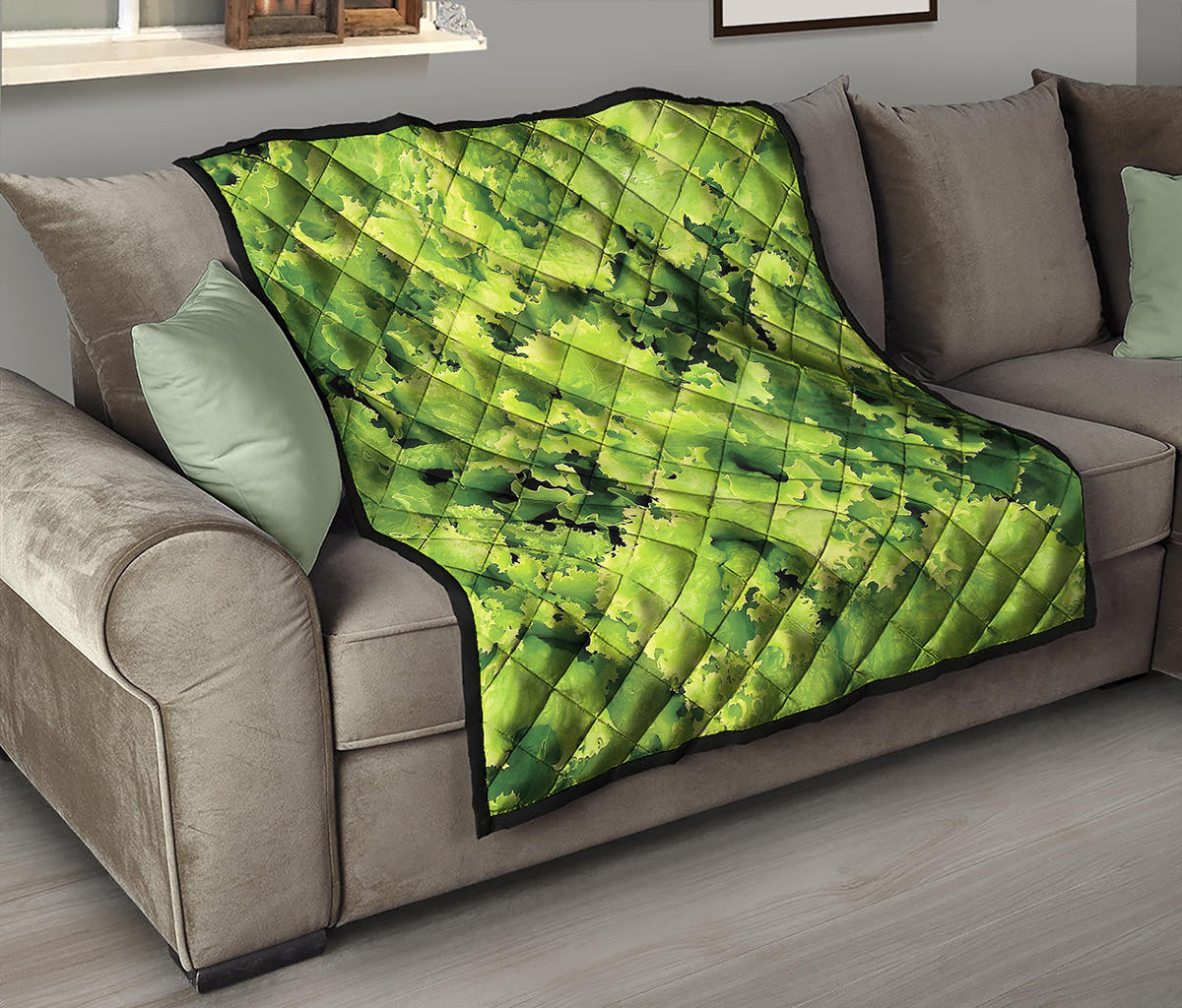Green Lettuce Salad Print Quilt