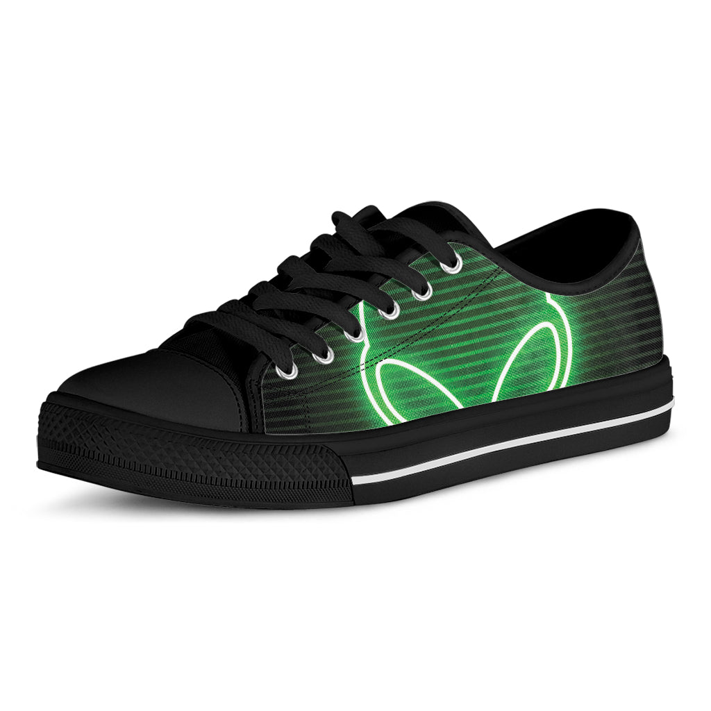 Green Light Alien Print Black Low Top Shoes